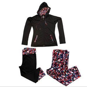 Brand new athletic zip up and 2 Capri pants